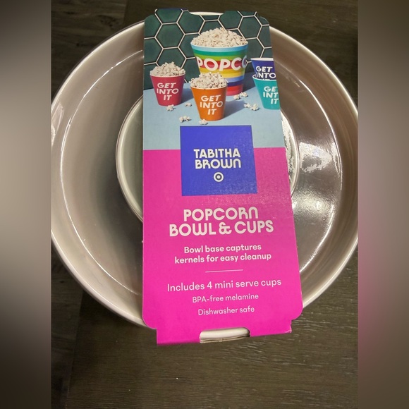 Tabitha Brown Popcorn Bowl & Cups Set - Pink and White - Picture 4 of 6